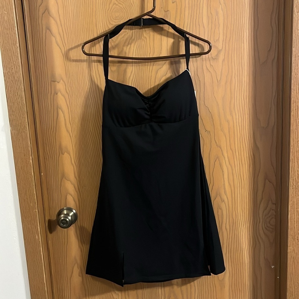 Halara Softlyzero Plush Halter Ruched Backless Split Hem Mini Active‎ Dress NWT - Picture 12 of 16